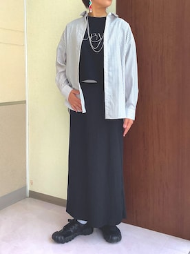 「TOKYO SHIRTS（トウキョウシャツ）の【Pitta Re:)】ふわっとガーゼシャツ ワイドシルエット 長袖 綿100% レディース カジュアルシャツ（シャツ/ブラウス、ベージュ系）」を使った、TOKYOSHIRTS札幌平岡店さん（メンズ・179cm）の春コーディネート