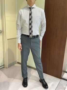 「アイテム（ビジネスシャツ）」を使った、TOKYOSHIRTS札幌平岡店さん（メンズ・178cm）の秋コーディネート
