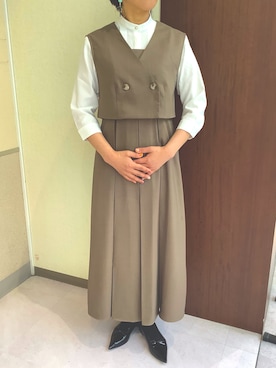 「TOKYO SHIRTS（トウキョウシャツ）のアイテム（シャツ/ブラウス）」を使った、TOKYOSHIRTS札幌平岡店さん（レディース・164cm）の春コーディネート