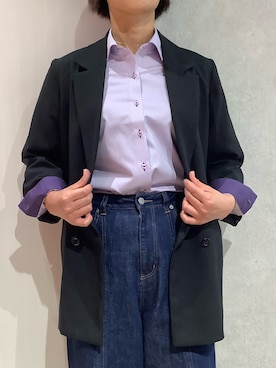 「アイテム（ビジネスシャツ）」を使った、TOKYOSHIRTS札幌平岡店さん（レディース・154cm）の冬コーディネート