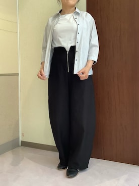 「TOKYO SHIRTS（トウキョウシャツ）の【超形態安定】 形態安定ノンアイロン レギュラー 7分袖ビジネスワイシャツ（ビジネスシャツ、グレー系）」を使った、TOKYOSHIRTS札幌平岡店さん（メンズ・179cm）の夏コーディネート