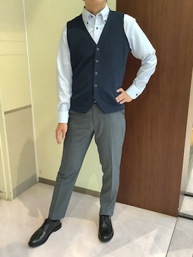 「アイテム（ビジネスシャツ）」を使った、TOKYOSHIRTS札幌平岡店さん（メンズ・178cm）の秋コーディネート