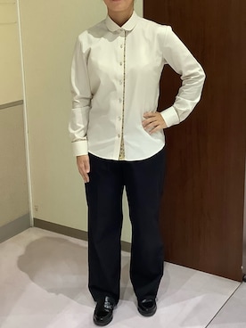 「アイテム（ビジネスシャツ）」を使った、TOKYOSHIRTS札幌平岡店さん（レディース・156cm）の秋コーディネート
