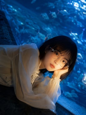 「TIJNのアイテム（メガネ、ブラック系）」を使った、TIJN さん（レディース・165cm）の夏コーディネート