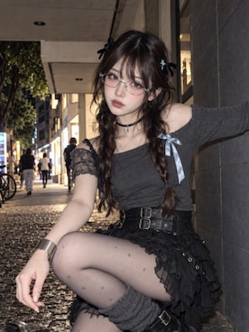 「アイテム（メガネ、グリーン系）」を使った、TIJN さん（レディース・165cm）の秋コーディネート