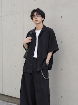 「TIJNのアイテム（メガネ、グレー系）」を使った、TIJN さん（レディース・165cm）の夏コーディネート