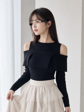 「TIJNのアイテム（メガネ、ブラック系）」を使った、TIJN さん（レディース・165cm）の夏コーディネート