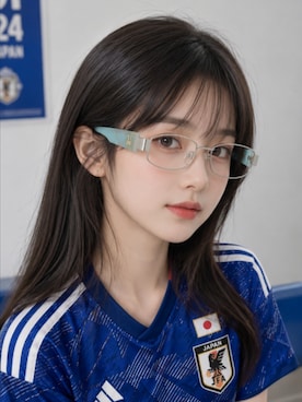 「TIJNのアイテム（メガネ、ブルー系）」を使った、TIJN さん（レディース・165cm）の夏コーディネート