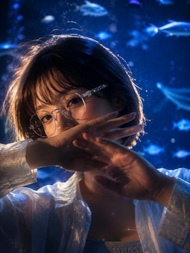 「TIJNのアイテム（メガネ、ブラック系）」を使った、TIJN さん（レディース・165cm）の夏コーディネート