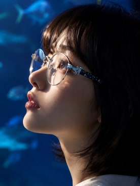 「TIJNのアイテム（メガネ、ブラック系）」を使った、TIJN さん（レディース・165cm）の夏コーディネート