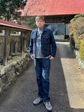 「BAYFLOW（ベイフロー）のアイテム（Tシャツ/カットソー、シルバー系）」を使った、Takashi Satoさん（メンズ・177cm）の冬コーディネート