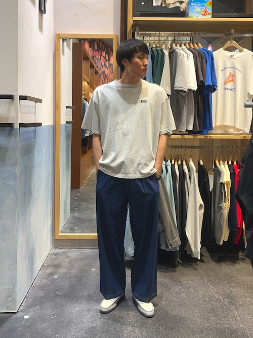 接触冷感2タックデニムワイドスラックス