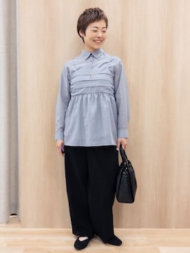 「grove（グローブ）の【2点SET】今どきシアーシャツ＆キャミセット（シャツ/ブラウス、グレー系）」を使った、rk03170613さん（レディース・161cm）の春コーディネート