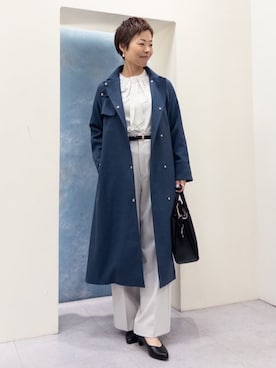 「アイテム（トレンチコート、ブルー系）」を使った、rk03170613さん（レディース・161cm）の冬コーディネート