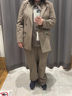 「アイテム（ノーカラージャケット）」を使った、ほのの✳︎ぽっちゃりコーデさん（レディース・154cm）の冬コーディネート