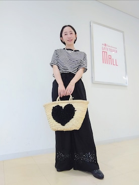 「collex（コレックス）のベーシックコットンTシャツ（Tシャツ/カットソー）」を使った、oobaooさん（レディース・152cm）の夏コーディネート