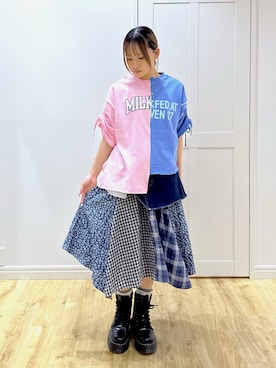「MILKFED.（ミルクフェド）のアイテム」を使った、yuriiさん（レディース・156cm）の夏コーディネート