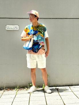 「アイテム（キャップ）」を使った、レンタさん（メンズ・177cm・20代）の夏コーディネート