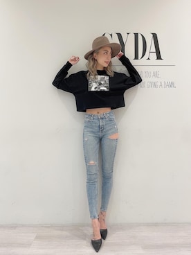 「GYDA（ジェイダ）のアイテム（ハット）」を使った、yumikoさん（レディース・170cm）の秋コーディネート