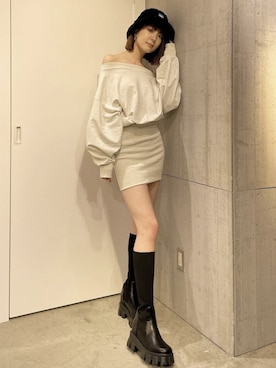 「GYDA（ジェイダ）のアイテム（ハット）」を使った、yumikoさん（レディース・170cm）の秋コーディネート