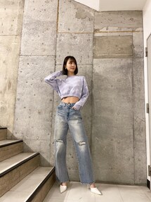 H/W KNEEダメージスリット ストレートデニムパンツ｜ジェイダ（GYDA 