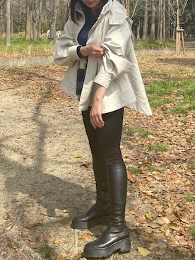 「アイテム（マウンテンパーカー）」を使った、Uさん（レディース・155cm・20代）の春コーディネート