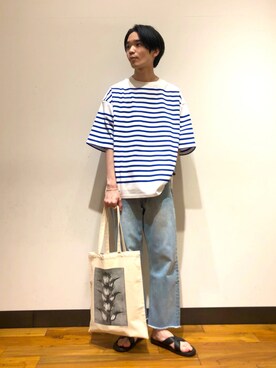 「URBAN RESEARCH（アーバンリサーチ）のアイテム（トートバッグ）」を使った、バンドウさん（メンズ・173cm）の夏コーディネート