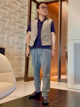 「AZUL by moussy（アズールバイマウジー）のA PERFECT TROUSERS（スラックス）」を使った、かつさん（メンズ・174cm・50代）の秋コーディネート
