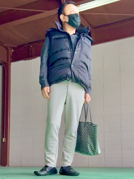 「アイテム（ダウンベスト）」を使った、かつさん（メンズ・174cm）の秋コーディネート