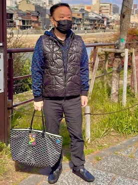 「GLOBAL WORK（グローバルワーク）のアーバンスラックス+WARM/115885（スラックス、ブルー系）」を使った、かつさん（メンズ・174cm）の春コーディネート