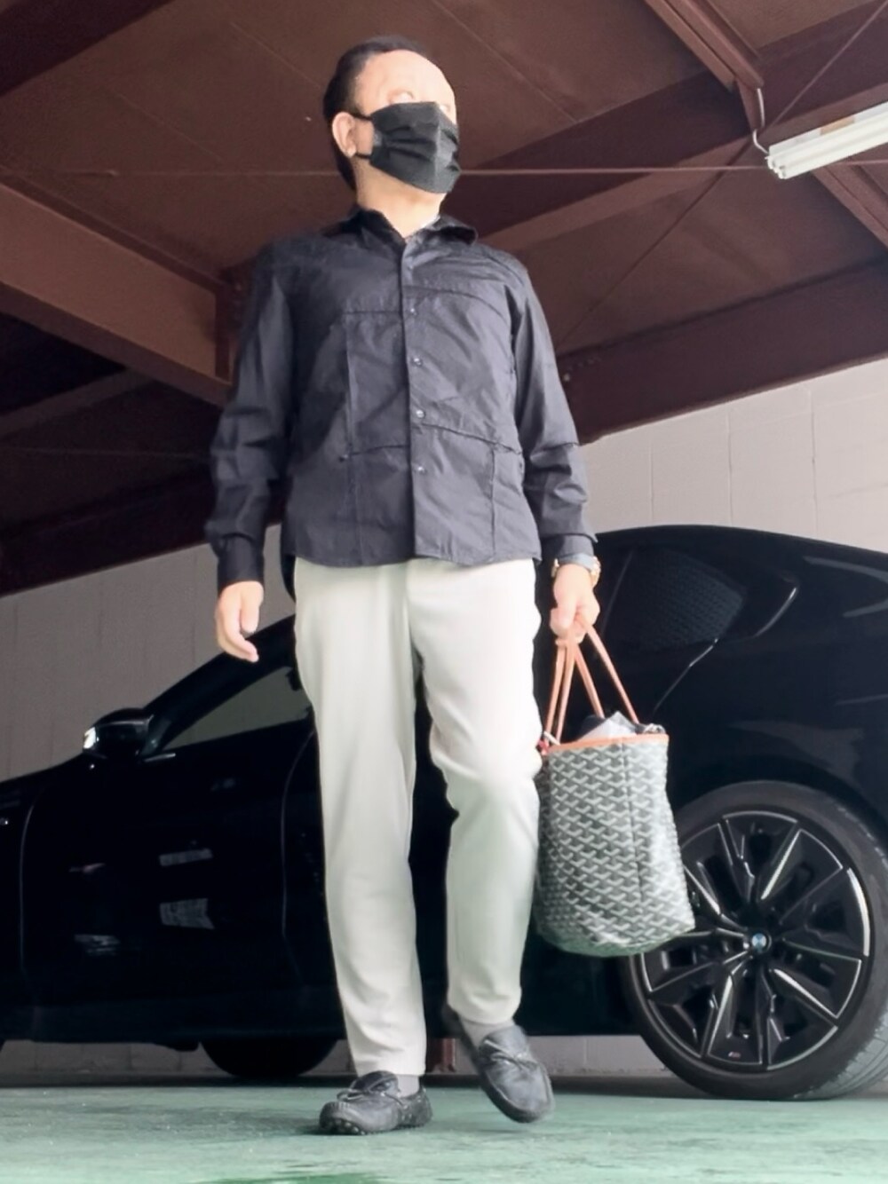 「秋コーデ、abahouse、DIESEL、LOUIS  VUITTON」｜「DIESELのアイテム（シャツ/ブラウス、ブラック系）」を使った、かつさん（メンズ・174cm）の秋コーディネートの1枚目の写真