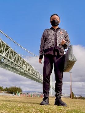 「PLST（プラステ）のアイテム（パンツ）」を使った、かつさん（メンズ・174cm）の春コーディネート