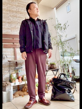 「アイテム（ノーカラージャケット）」を使った、かつさん（メンズ・174cm）の秋コーディネート