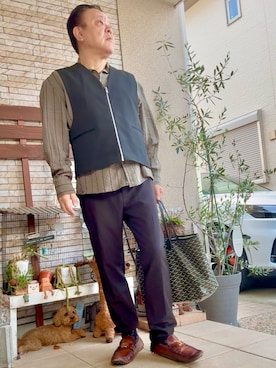 「アイテム（モカシン/デッキシューズ）」を使った、かつさん（メンズ・174cm）の秋コーディネート