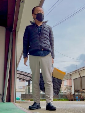 「アイテム（ダウンジャケット/コート）」を使った、かつさん（メンズ・174cm）の春コーディネート