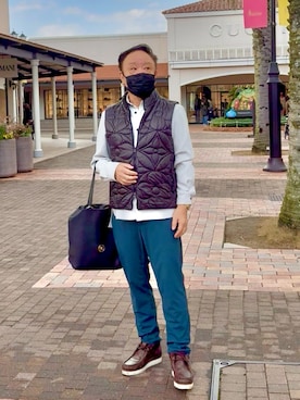 「アイテム（ブーティ）」を使った、かつさん（メンズ・174cm）の秋コーディネート