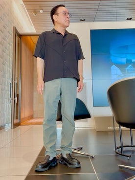 「niko and...（ニコアンド）の[NUMERALS]SLIM SLACKS（スラックス、グリーン系）」を使った、かつさん（メンズ・174cm）の夏コーディネート