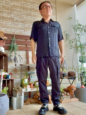 「アイテム（カーゴパンツ）」を使った、かつさん（メンズ・174cm）の夏コーディネート