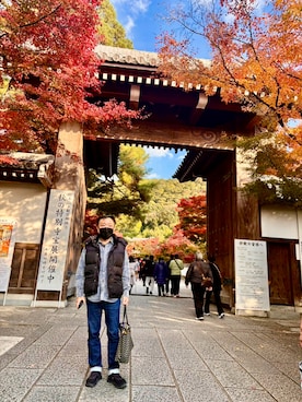 「アイテム（ダウンベスト）」を使った、かつさん（メンズ・174cm）の秋コーディネート