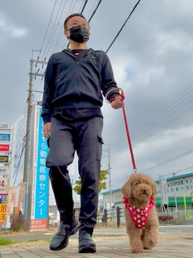 「PLST（プラステ）のアイテム（パンツ）」を使った、かつさん（メンズ・174cm）の冬コーディネート