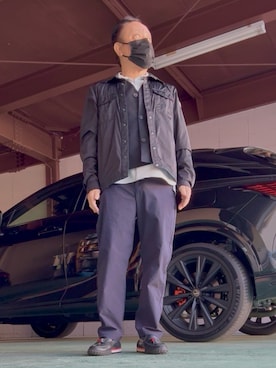 「GLOBAL WORK（グローバルワーク）のアーバンスラックス/Wクロス/612407（スラックス、ブルー系）」を使った、かつさん（メンズ・174cm）の春コーディネート