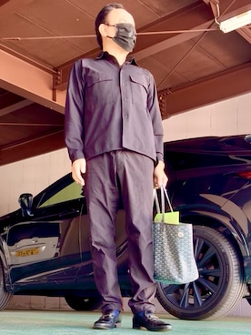 「niko and...（ニコアンド）の[NUMERALS]WIDE TAPERED PANT（その他パンツ、ブラック系）」を使った、かつさん（メンズ・174cm）の夏コーディネート