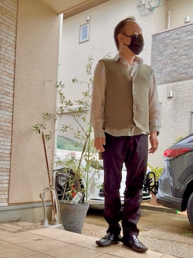「ZARA（ザラ）のネット（ベスト、グレー系）」を使った、かつさん（メンズ・174cm）の夏コーディネート