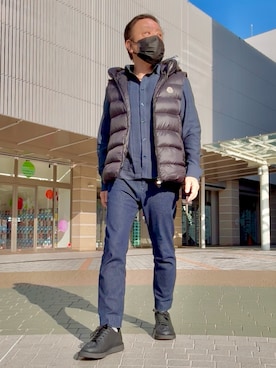 「アイテム（ダウンベスト）」を使った、かつさん（メンズ・174cm）の秋コーディネート