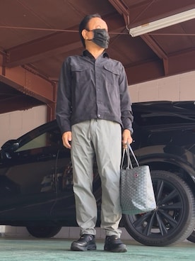 「ZARA（ザラ）のアイテム（シャツ/ブラウス、ブラック系）」を使った、かつさん（メンズ・174cm）の夏コーディネート