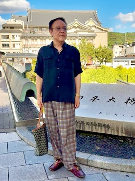 「niko and...（ニコアンド）の【MODE NORM CORE】2タックペインターアソートパンツ（その他パンツ、グレー系）」を使った、かつさん（メンズ・174cm）の夏コーディネート