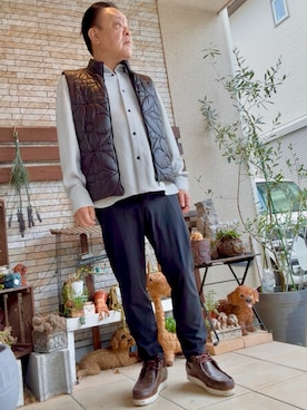 「アイテム（ダウンベスト）」を使った、かつさん（メンズ・174cm）の秋コーディネート