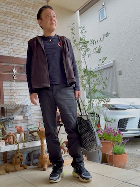 「niko and...（ニコアンド）の[NUMERALS]WIDE TAPERED PANT（その他パンツ、ブラック系）」を使った、かつさん（メンズ・174cm）の春コーディネート