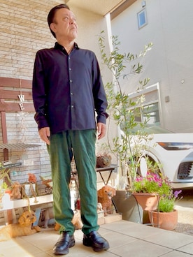 「ZARA（ザラ）のアイテム（シャツ/ブラウス、ブラック系）」を使った、かつさん（メンズ・174cm）の春コーディネート