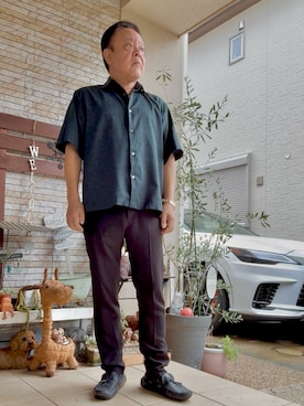 「アイテム（スラックス）」を使った、かつさん（メンズ・174cm・60代）の秋コーディネート